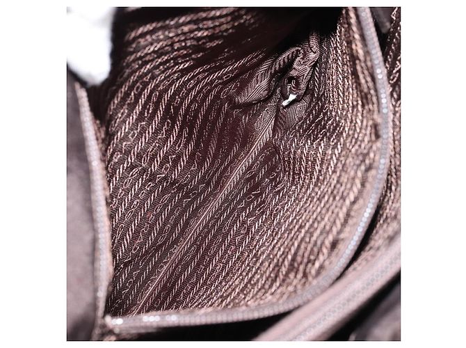 PRADA Borsa a mano in nylon marrone argento autentica 154516 - vista 22