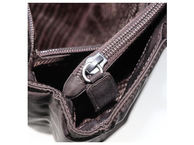 PRADA Borsa a mano in nylon marrone argento autentica 154516 - vista 23