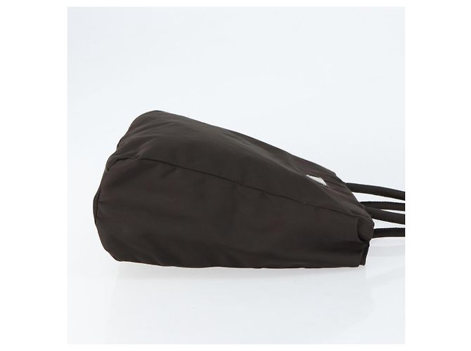 PRADA Borsa a mano in nylon marrone argento autentica 154516 - vista 3