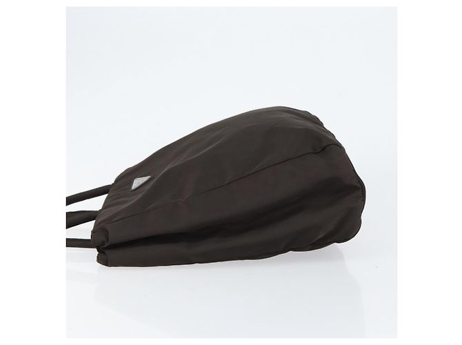 PRADA Borsa a mano in nylon marrone argento autentica 154516 - vista 4