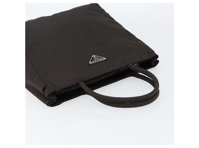 PRADA Borsa a mano in nylon marrone argento autentica 154516 - vista 6