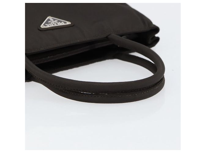 PRADA Borsa a mano in nylon marrone argento autentica 154516 - vista 7