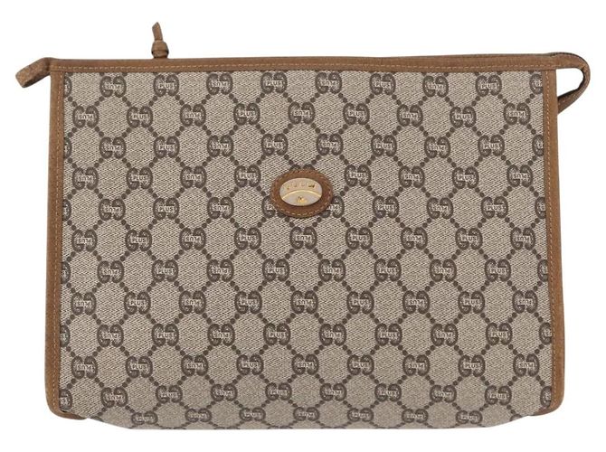 GUCCI GG Plus Supreme Clutch Bag PVC Beige Oro Auth bs31131 D'oro - vista 13