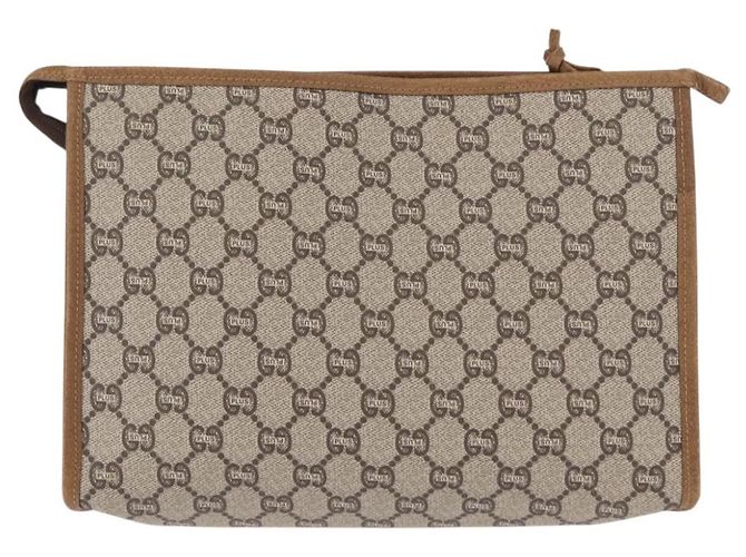 GUCCI GG Plus Supreme Clutch Bag PVC Beige Oro Auth bs31131 D'oro - vista 2