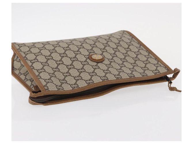 GUCCI GG Plus Supreme Clutch Bag PVC Beige Oro Auth bs31131 D'oro - vista 5