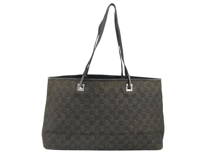 Borsa Tote GG Canvas Gucci Nera Argento 36173 1705 Auth 154445 Nero - vista 13