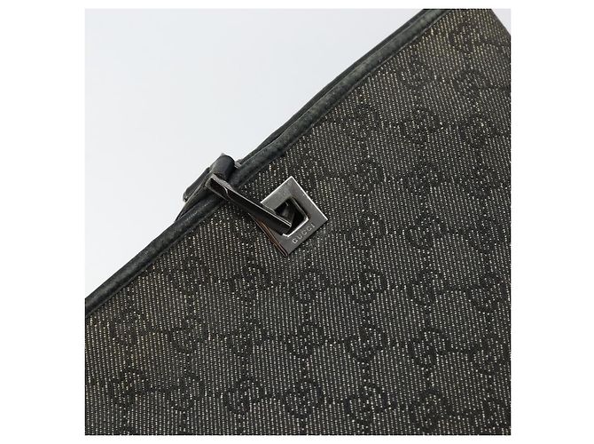 Borsa Tote GG Canvas Gucci Nera Argento 36173 1705 Auth 154445 Nero - vista 17