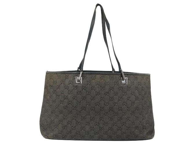 Borsa Tote GG Canvas Gucci Nera Argento 36173 1705 Auth 154445 Nero - vista 2