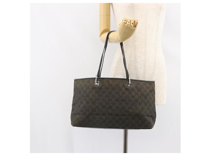 Borsa Tote GG Canvas Gucci Nera Argento 36173 1705 Auth 154445 Nero - vista 23