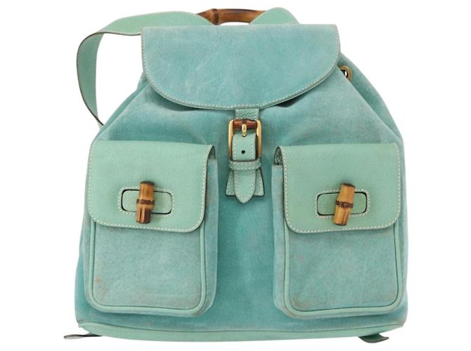 Bamboo Zaino in Bambù GUCCI Camoscio Verde Oro 003 2058 0016 Auth gh1191 D'oro - vista 13