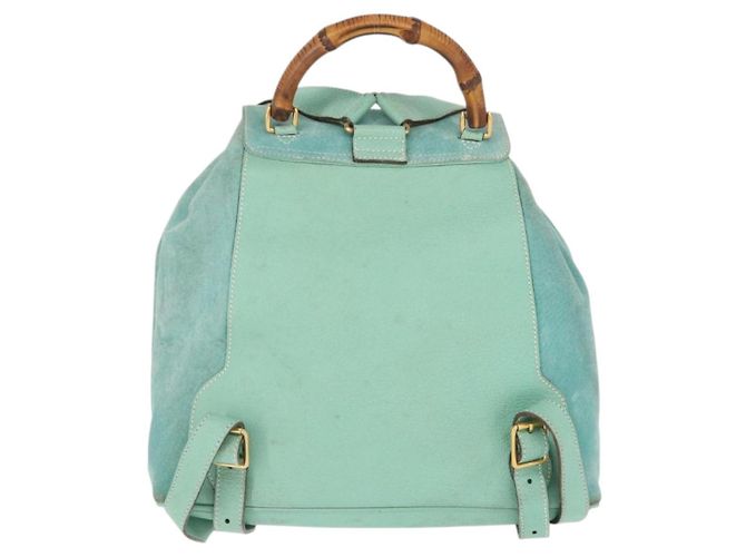 Bamboo Zaino in Bambù GUCCI Camoscio Verde Oro 003 2058 0016 Auth gh1191 D'oro - vista 2