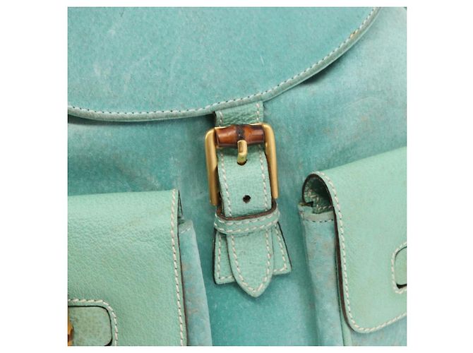 Bamboo Zaino in Bambù GUCCI Camoscio Verde Oro 003 2058 0016 Auth gh1191 D'oro - vista 21