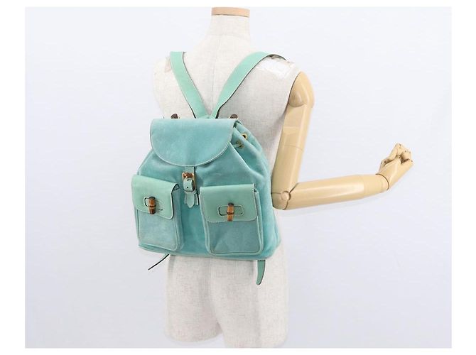 Bamboo Zaino in Bambù GUCCI Camoscio Verde Oro 003 2058 0016 Auth gh1191 D'oro - vista 28