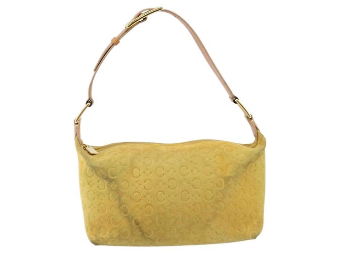 Céline Borsa a mano in tela Macadam C di CELINE in suede giallo oro Auth ep11999 D'oro - vista 13