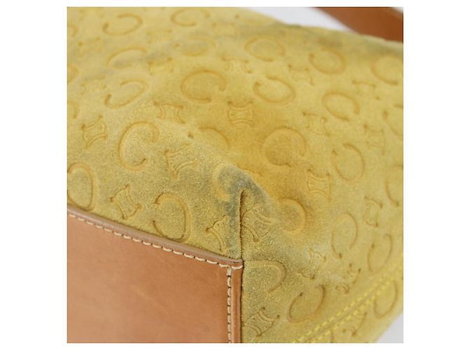 Céline Borsa a mano in tela Macadam C di CELINE in suede giallo oro Auth ep11999 D'oro - vista 14