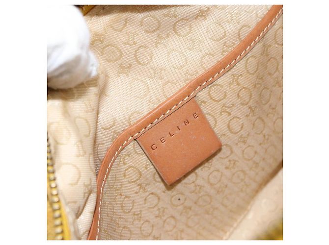 Céline Borsa a mano in tela Macadam C di CELINE in suede giallo oro Auth ep11999 D'oro - vista 17