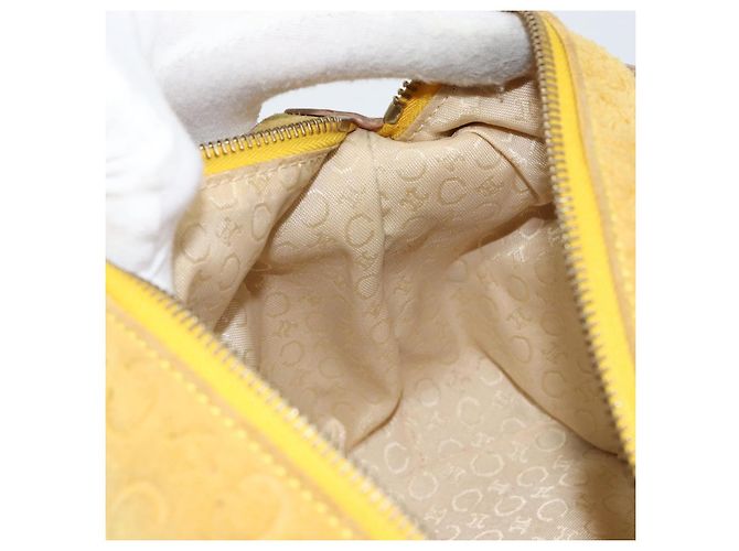 Céline Borsa a mano in tela Macadam C di CELINE in suede giallo oro Auth ep11999 D'oro - vista 19
