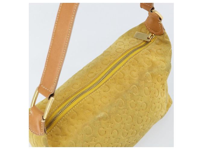 Céline Borsa a mano in tela Macadam C di CELINE in suede giallo oro Auth ep11999 D'oro - vista 6