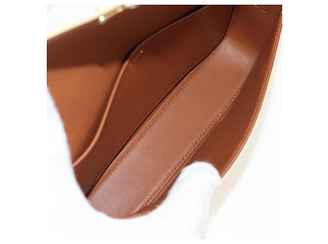Céline CELINE Triomphe Mini Borsa Semi Spalla PVC Marrone Bianco Auth 148690SM - vista 10