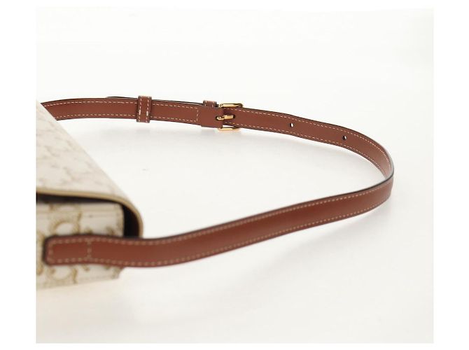 Céline CELINE Triomphe Mini Borsa Semi Spalla PVC Marrone Bianco Auth 148690SM - vista 14