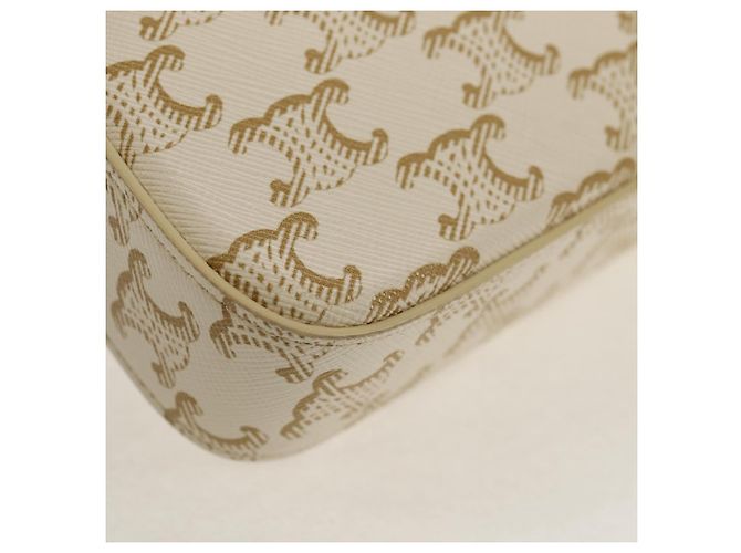 Céline CELINE Triomphe Mini Borsa Semi Spalla PVC Marrone Bianco Auth 148690SM - vista 17