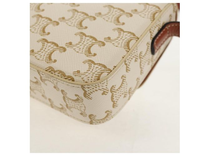 Céline CELINE Triomphe Mini Borsa Semi Spalla PVC Marrone Bianco Auth 148690SM - vista 18