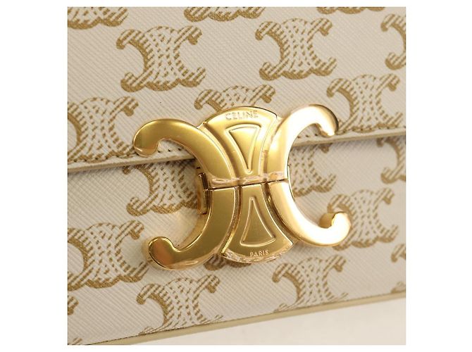 Céline CELINE Triomphe Mini Borsa Semi Spalla PVC Marrone Bianco Auth 148690SM - vista 19
