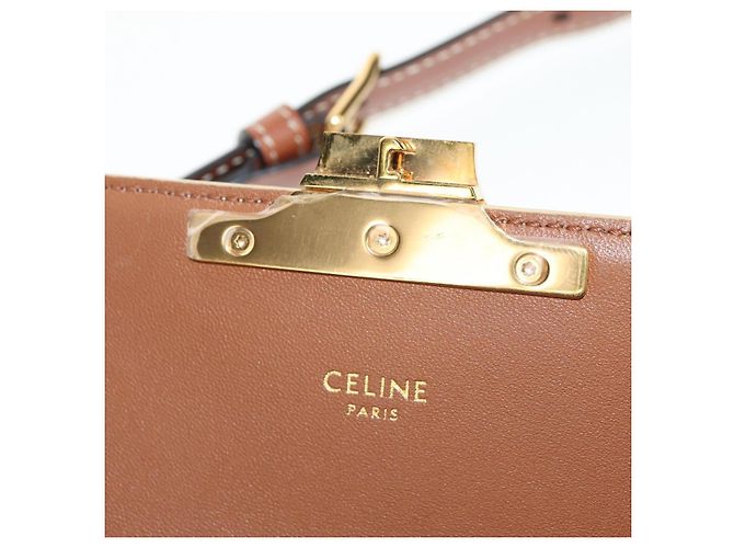 Céline CELINE Triomphe Mini Borsa Semi Spalla PVC Marrone Bianco Auth 148690SM - vista 21