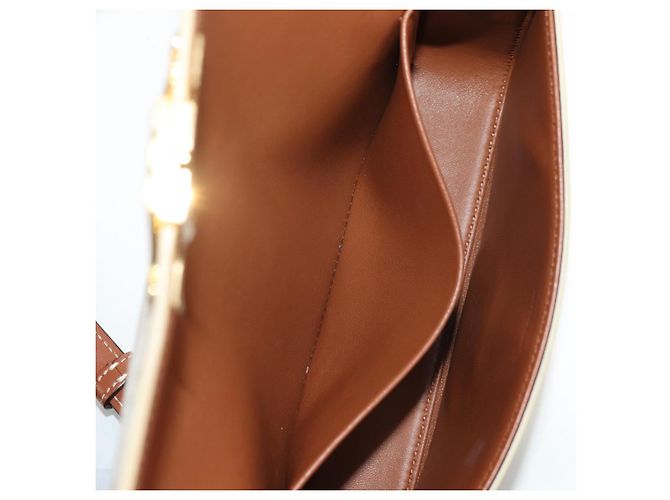 Céline CELINE Triomphe Mini Borsa Semi Spalla PVC Marrone Bianco Auth 148690SM - vista 24