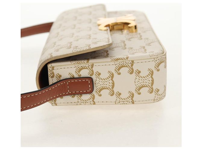 Céline CELINE Triomphe Mini Borsa Semi Spalla PVC Marrone Bianco Auth 148690SM - vista 3