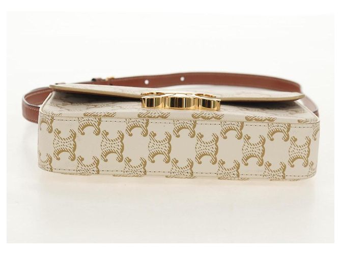 Céline CELINE Triomphe Mini Borsa Semi Spalla PVC Marrone Bianco Auth 148690SM - vista 5