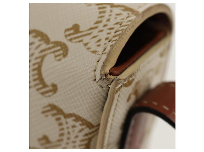 Céline CELINE Triomphe Mini Borsa Semi Spalla PVC Marrone Bianco Auth 148690SM - vista 9