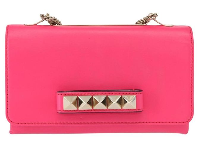 VALENTINO Schultertasche aus Leder mit Nieten und Kette Rosa Gold Auth bs31221 Pink Golden - Ansicht 13