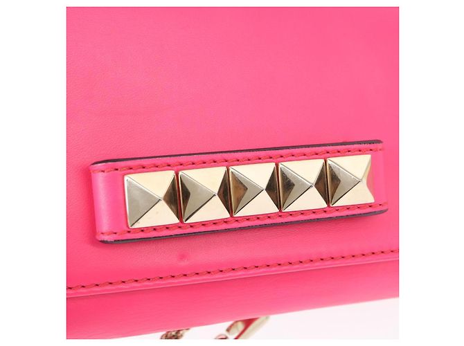 VALENTINO Schultertasche aus Leder mit Nieten und Kette Rosa Gold Auth bs31221 Pink Golden - Ansicht 18