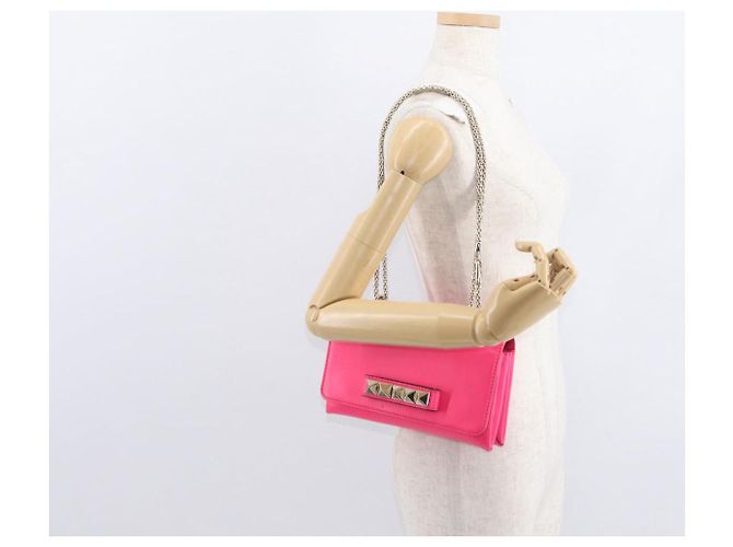 VALENTINO Schultertasche aus Leder mit Nieten und Kette Rosa Gold Auth bs31221 Pink Golden - Ansicht 24