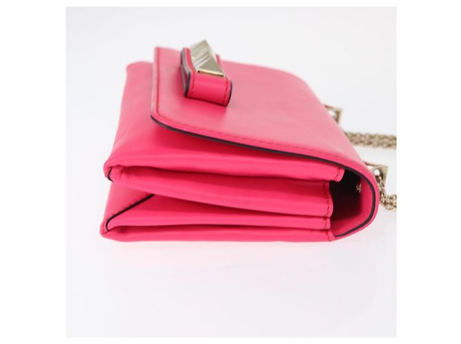 VALENTINO Schultertasche aus Leder mit Nieten und Kette Rosa Gold Auth bs31221 Pink Golden - Ansicht 3