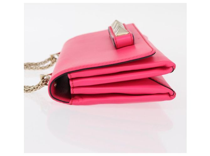 VALENTINO Schultertasche aus Leder mit Nieten und Kette Rosa Gold Auth bs31221 Pink Golden - Ansicht 4