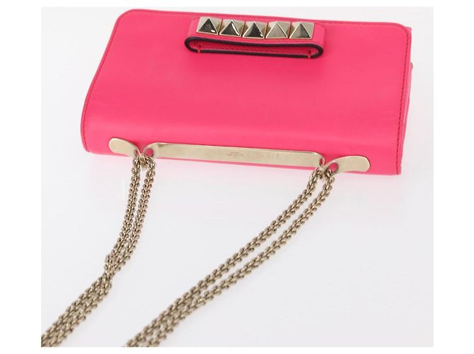 VALENTINO Schultertasche aus Leder mit Nieten und Kette Rosa Gold Auth bs31221 Pink Golden - Ansicht 6