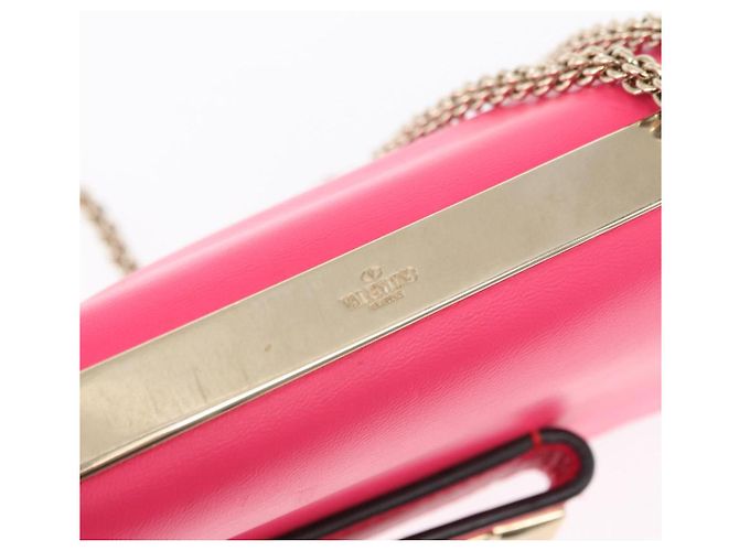 VALENTINO Schultertasche aus Leder mit Nieten und Kette Rosa Gold Auth bs31221 Pink Golden - Ansicht 9