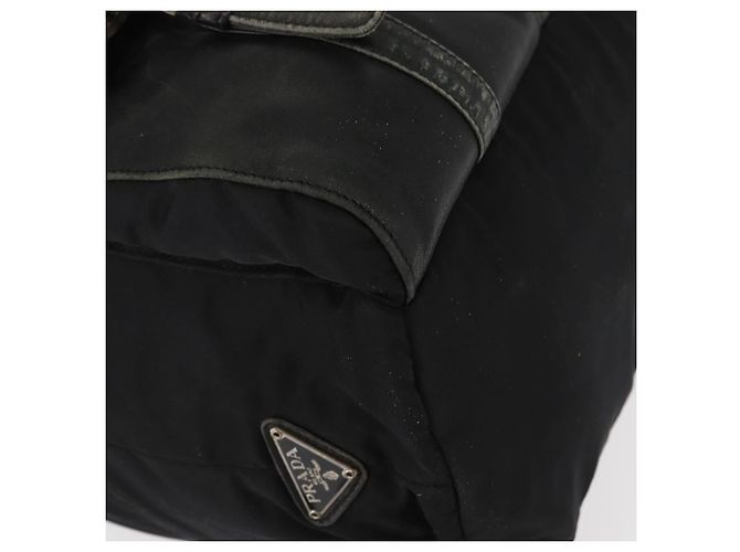 Mochila PRADA em nylon e couro preto prata autêntica 151999 - vista 17