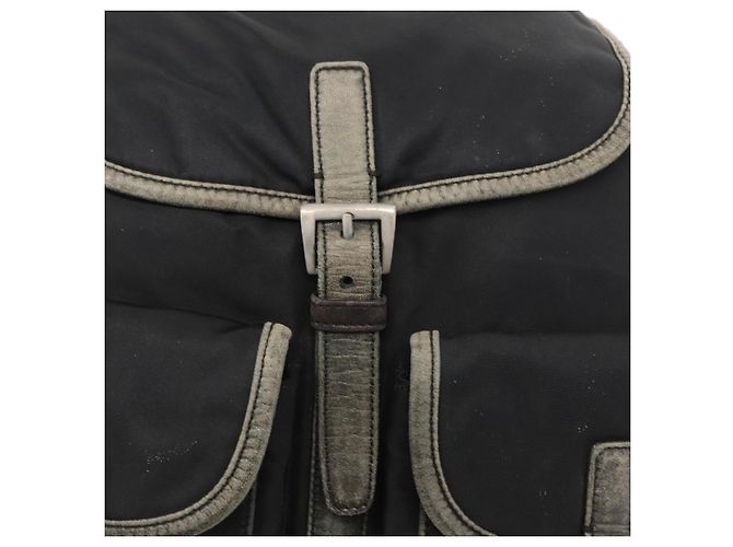 Mochila PRADA em nylon e couro preto prata autêntica 151999 - vista 21