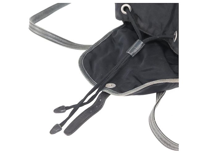 Mochila PRADA em nylon e couro preto prata autêntica 151999 - vista 22