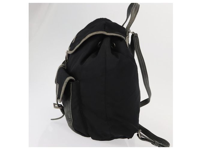Mochila PRADA em nylon e couro preto prata autêntica 151999 - vista 3