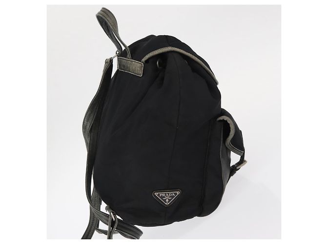 Mochila PRADA em nylon e couro preto prata autêntica 151999 - vista 4