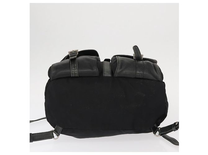 Mochila PRADA em nylon e couro preto prata autêntica 151999 - vista 5