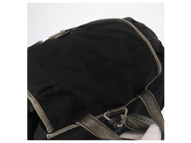 Mochila PRADA em nylon e couro preto prata autêntica 151999 - vista 6