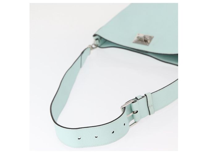 Salvatore Ferragamo Borsa a Spalla Gancini in Pelle Azzurro Chiaro Argento Auth 153957 Blu chiaro - vista 8