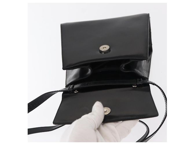 Borsa a mano in pelle Gancini Salvatore Ferragamo 2 in 1 Nero Argento Auth gh1184 - vista 10
