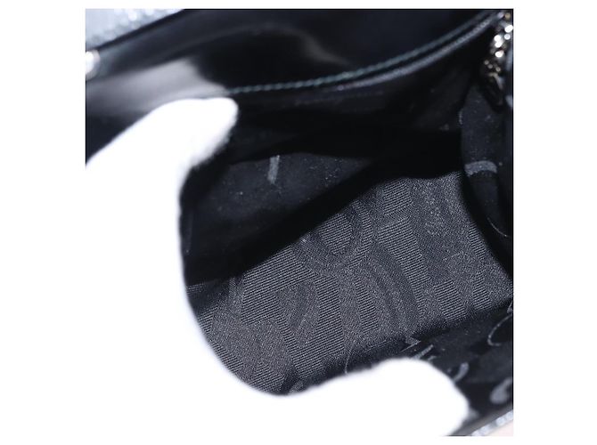 Borsa a mano in pelle Gancini Salvatore Ferragamo 2 in 1 Nero Argento Auth gh1184 - vista 11