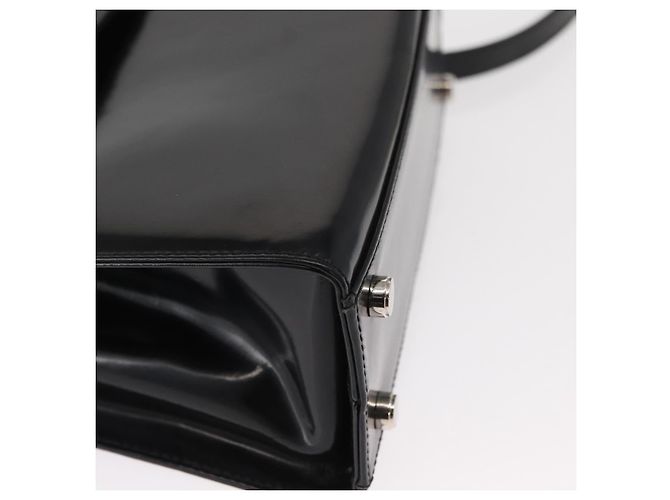 Borsa a mano in pelle Gancini Salvatore Ferragamo 2 in 1 Nero Argento Auth gh1184 - vista 15